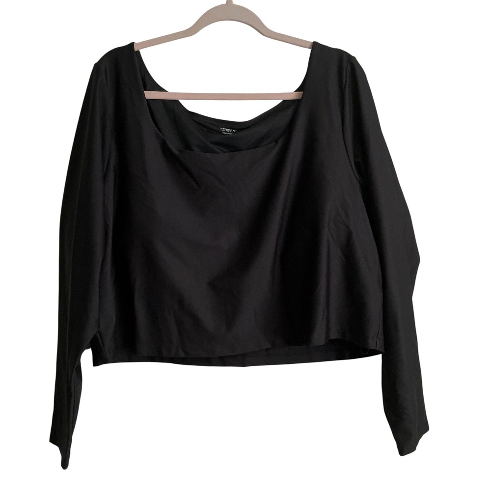 Old Navy Active Powersoft Long Sleeve Cropped Top Bra Insert Neck Black - 4X NEW